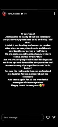 Lorenzo Musetti's Instagram story
